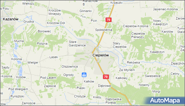 mapa Ciepielów powiat lipski, Ciepielów powiat lipski na mapie Targeo