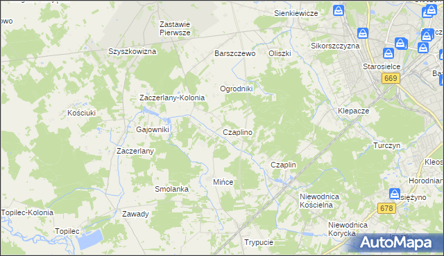 mapa Czaplino gmina Choroszcz, Czaplino gmina Choroszcz na mapie Targeo