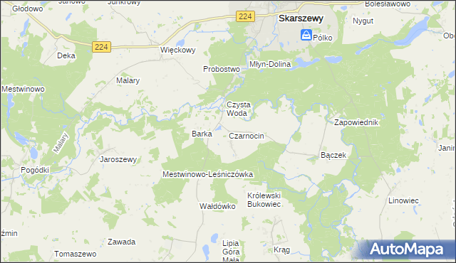 mapa Czarnocin gmina Skarszewy, Czarnocin gmina Skarszewy na mapie Targeo