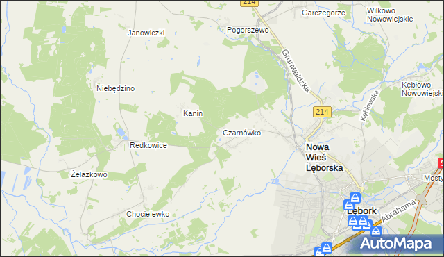 mapa Czarnówko gmina Nowa Wieś Lęborska, Czarnówko gmina Nowa Wieś Lęborska na mapie Targeo