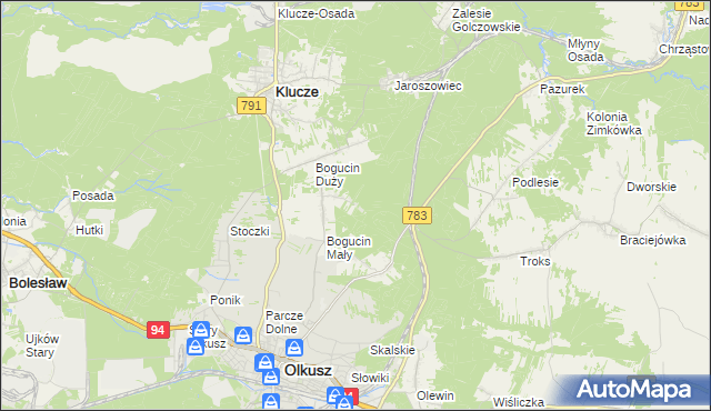 mapa Czarny Las gmina Olkusz, Czarny Las gmina Olkusz na mapie Targeo