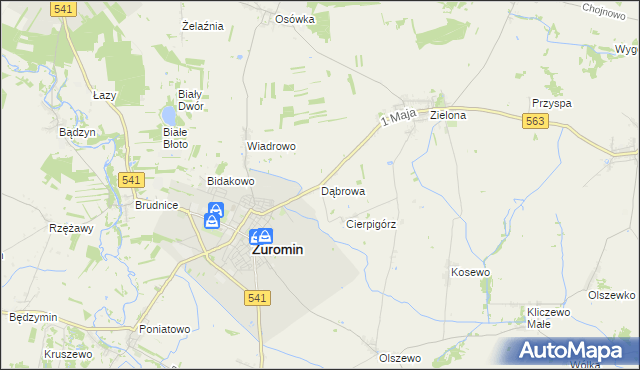 mapa Dąbrowa gmina Żuromin, Dąbrowa gmina Żuromin na mapie Targeo