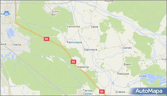 mapa Dąbrowice gmina Chrząstowice, Dąbrowice gmina Chrząstowice na mapie Targeo