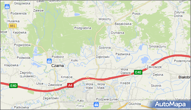 mapa Dąbrówki gmina Czarna, Dąbrówki gmina Czarna na mapie Targeo