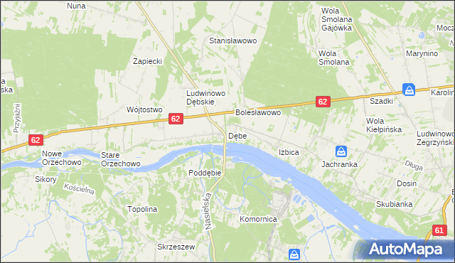 mapa Dębe gmina Serock, Dębe gmina Serock na mapie Targeo