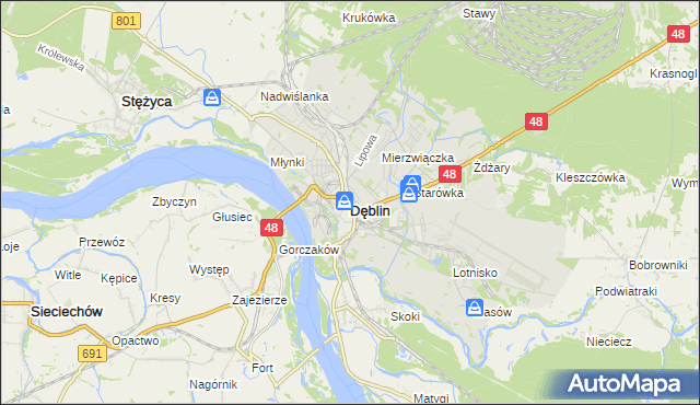 mapa Dęblin, Dęblin na mapie Targeo