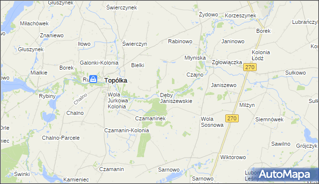 mapa Dęby Janiszewskie, Dęby Janiszewskie na mapie Targeo