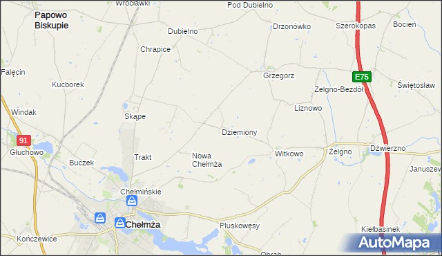 mapa Dziemiony, Dziemiony na mapie Targeo