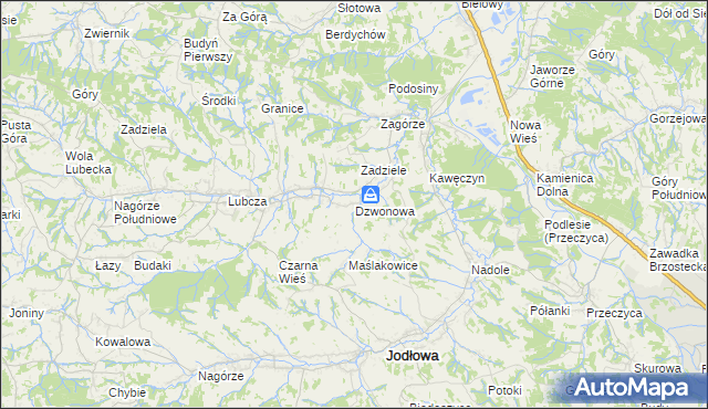 mapa Dzwonowa, Dzwonowa na mapie Targeo