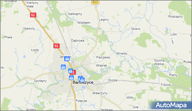 mapa Falczewo, Falczewo na mapie Targeo