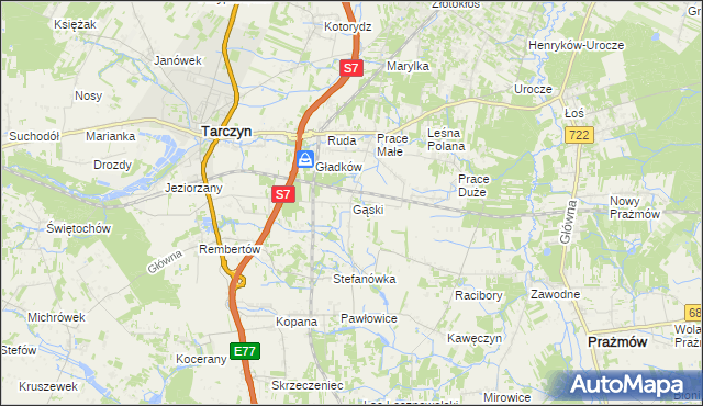 mapa Gąski gmina Tarczyn, Gąski gmina Tarczyn na mapie Targeo