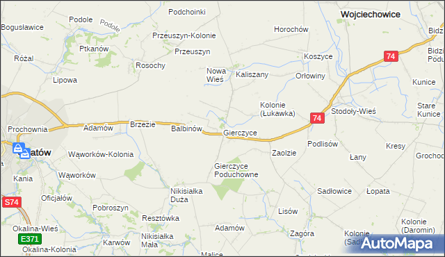 mapa Gierczyce gmina Wojciechowice, Gierczyce gmina Wojciechowice na mapie Targeo