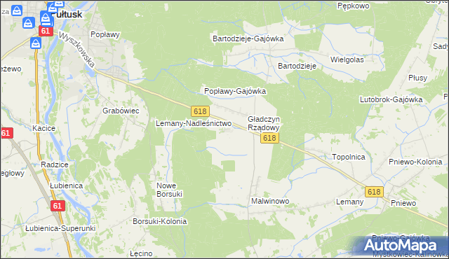 mapa Gładczyn, Gładczyn na mapie Targeo