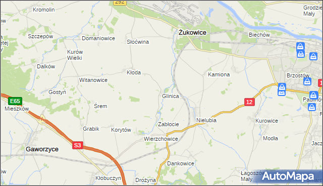 mapa Glinica gmina Żukowice, Glinica gmina Żukowice na mapie Targeo