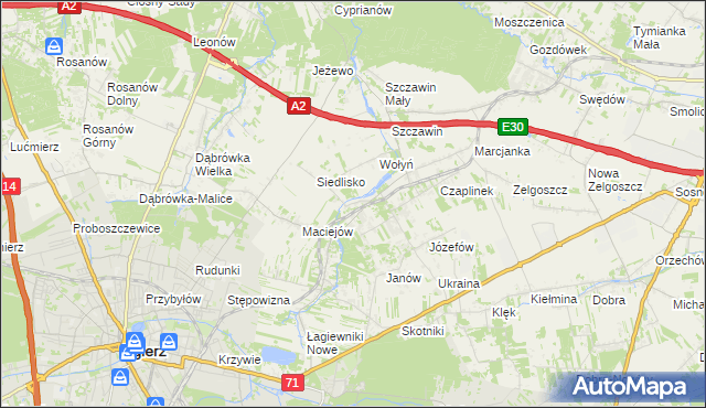 mapa Glinnik gmina Zgierz, Glinnik gmina Zgierz na mapie Targeo