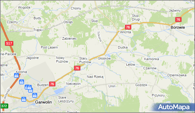 mapa Głosków gmina Borowie, Głosków gmina Borowie na mapie Targeo
