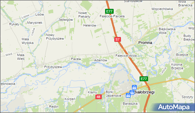 mapa Góry gmina Promna, Góry gmina Promna na mapie Targeo