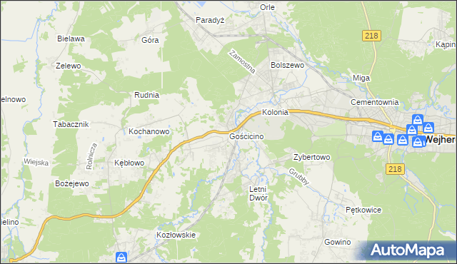 mapa Gościcino, Gościcino na mapie Targeo