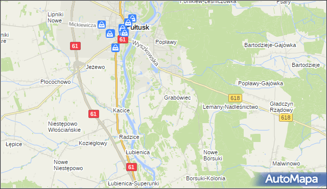 mapa Grabówiec gmina Pułtusk, Grabówiec gmina Pułtusk na mapie Targeo