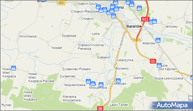 mapa Grębanin, Grębanin na mapie Targeo