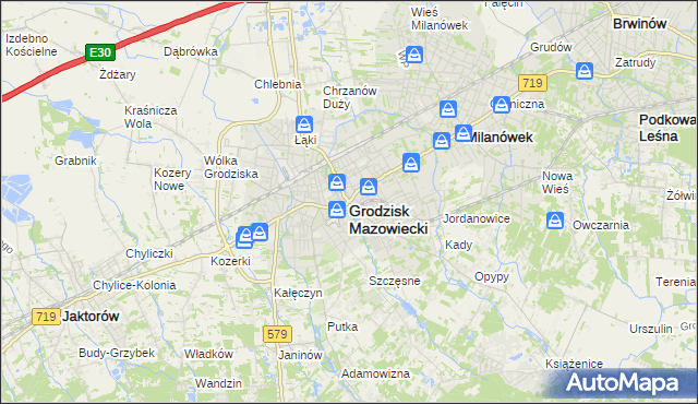 mapa Grodzisk Mazowiecki, Grodzisk Mazowiecki na mapie Targeo