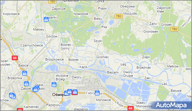 mapa Gromiec, Gromiec na mapie Targeo