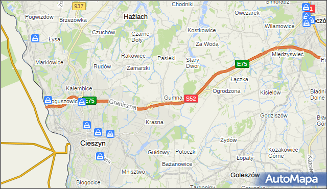 mapa Gumna, Gumna na mapie Targeo