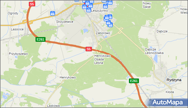 mapa Henrykowo Osada Leśna, Henrykowo Osada Leśna na mapie Targeo