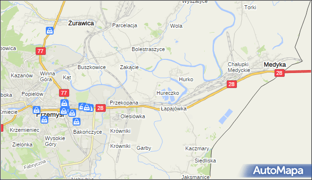 mapa Hureczko, Hureczko na mapie Targeo