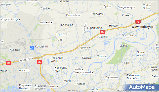 mapa Igołomia, Igołomia na mapie Targeo