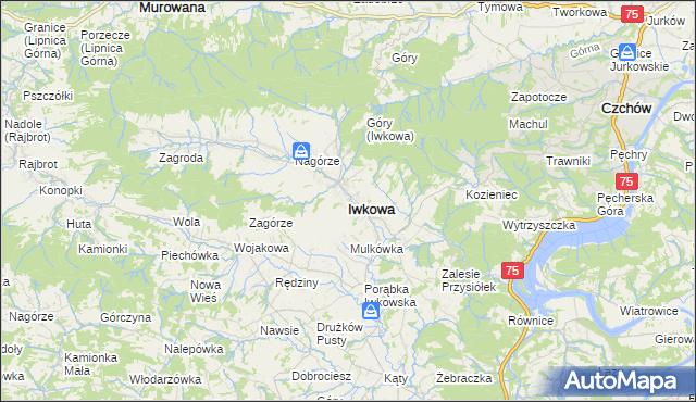 mapa Iwkowa, Iwkowa na mapie Targeo