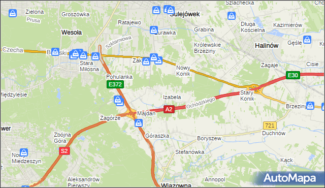mapa Izabela gmina Wiązowna, Izabela gmina Wiązowna na mapie Targeo