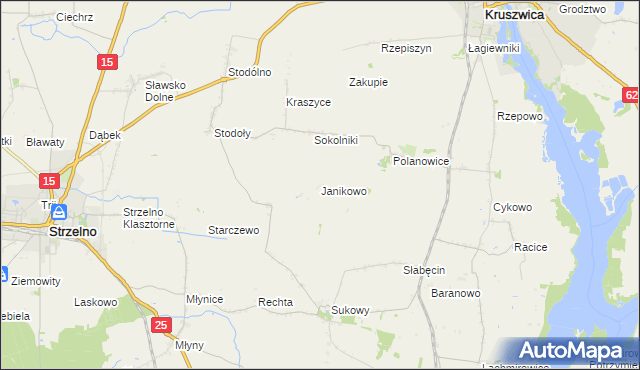mapa Janikowo gmina Kruszwica, Janikowo gmina Kruszwica na mapie Targeo