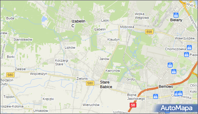 mapa Janów gmina Stare Babice, Janów gmina Stare Babice na mapie Targeo