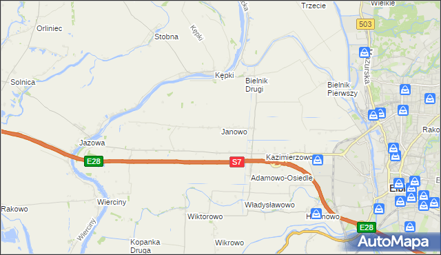 mapa Janowo gmina Elbląg, Janowo gmina Elbląg na mapie Targeo