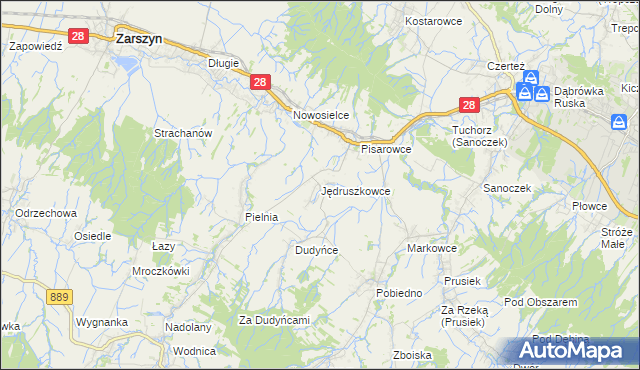 mapa Jędruszkowce, Jędruszkowce na mapie Targeo