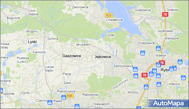 mapa Jejkowice, Jejkowice na mapie Targeo