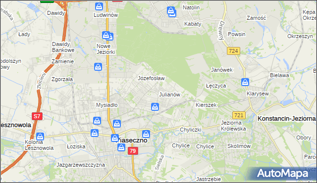 mapa Julianów gmina Piaseczno, Julianów gmina Piaseczno na mapie Targeo