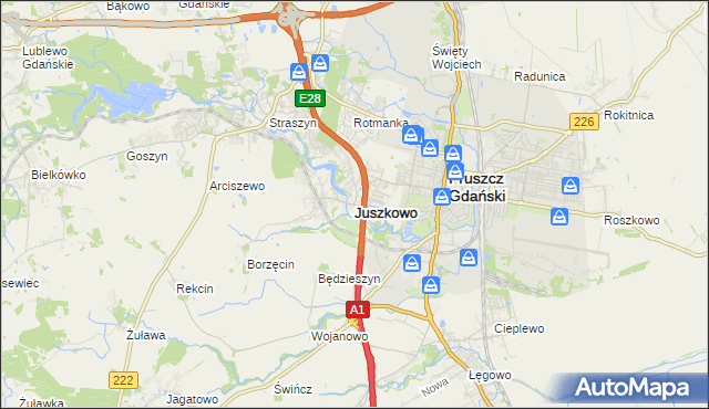 mapa Juszkowo, Juszkowo na mapie Targeo