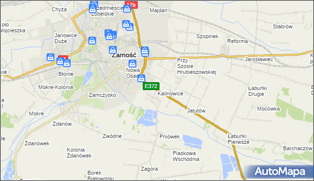 mapa Kalinowice gmina Zamość, Kalinowice gmina Zamość na mapie Targeo