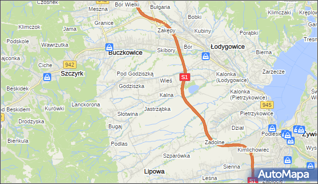 mapa Kalna, Kalna na mapie Targeo