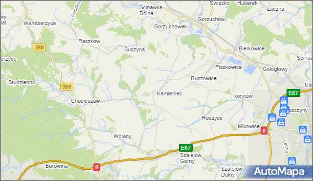 mapa Kamieniec gmina Kłodzko, Kamieniec gmina Kłodzko na mapie Targeo