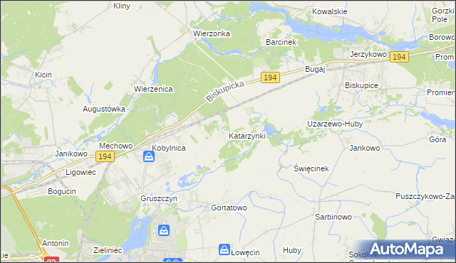 mapa Katarzynki gmina Swarzędz, Katarzynki gmina Swarzędz na mapie Targeo