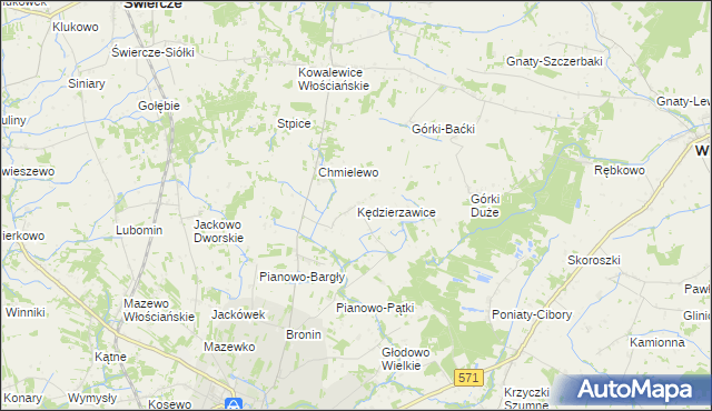 mapa Kędzierzawice, Kędzierzawice na mapie Targeo