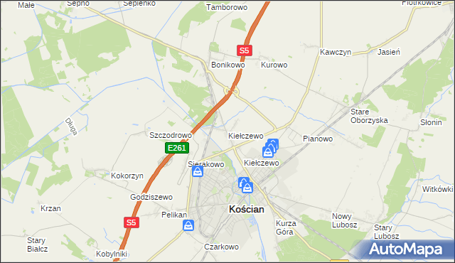 mapa Kiełczewo, Kiełczewo na mapie Targeo