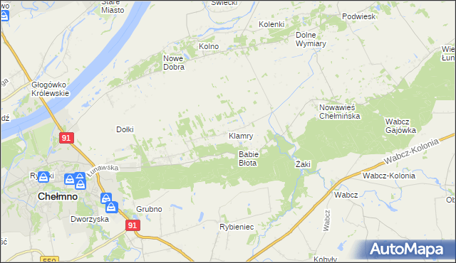 mapa Klamry, Klamry na mapie Targeo