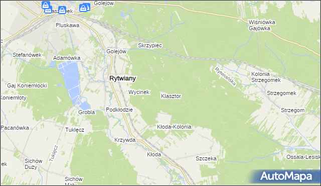 mapa Klasztor gmina Rytwiany, Klasztor gmina Rytwiany na mapie Targeo