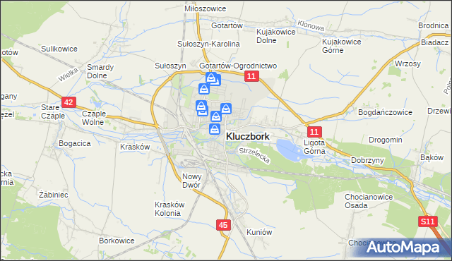 mapa Kluczbork, Kluczbork na mapie Targeo