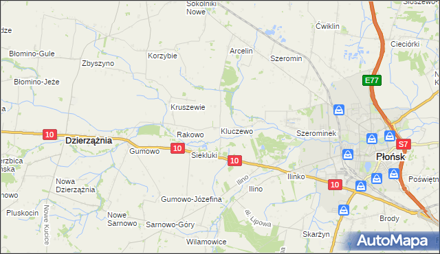 mapa Kluczewo gmina Płońsk, Kluczewo gmina Płońsk na mapie Targeo