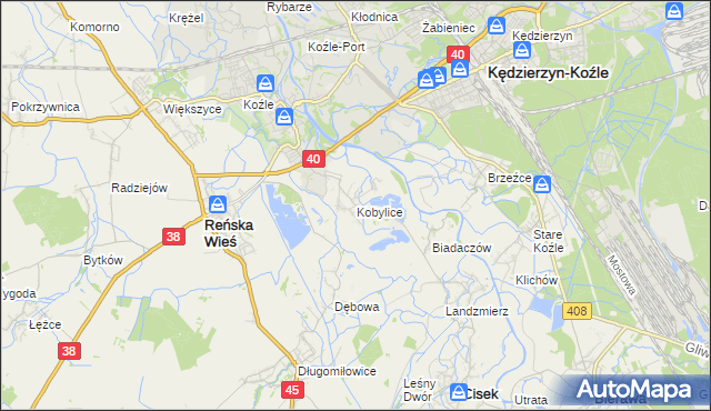 mapa Kobylice gmina Cisek, Kobylice gmina Cisek na mapie Targeo
